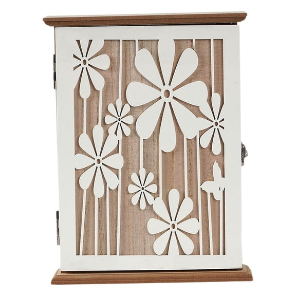 Key Box Key Holder Key Rack Solid Wood with 6 Metal Hooks for Entryway Offices Homes Wall Decor