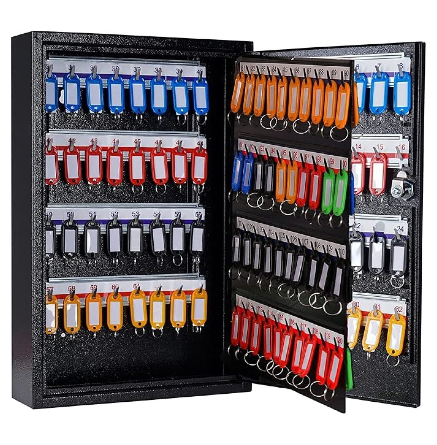 Key Box Wall Mount 160-Key Metal Key Cabinet with Numbered Key Tags Secure Lockable Vehicle Key Organizer Storage Car Lock Box for Key Control | Home, Office, Hotel, Real Estate (Black)