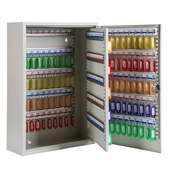 Key Box Wall Mount 200 Position Metal Valet Key Cabinet Lock Box w/ Tags