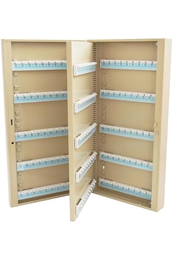 Key Cabinet 200 Position, Beige Key Storage Box with Colorful Key Tags and Lockable Door, Wall Mount Key Organizer for Home Office Garage$$Office