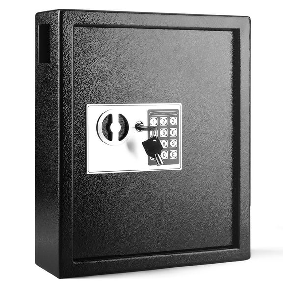 Key Cabinet Key Lock Box Wall Mount with Digital Lock, Keu Deposit Slot, 40 Key Holder Organizer Locker Case, Colored Key Tags Wall Mounted Lock Box For Keys Storage (Black)