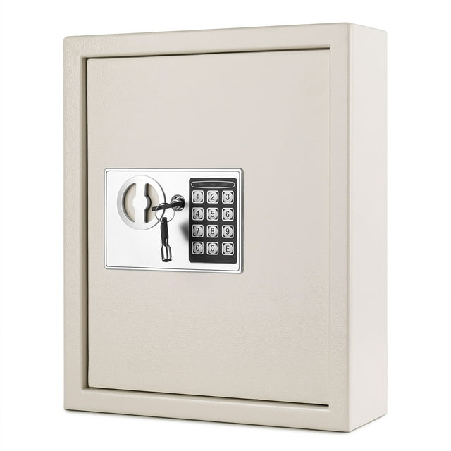 Key Cabinet Key Lock Box Wall Mount with Digital Lock, Keu Deposit Slot, 40 Key Holder Organizer Locker Case, Colored Key Tags Wall Mounted Lock Box For Keys Storage (Gray)