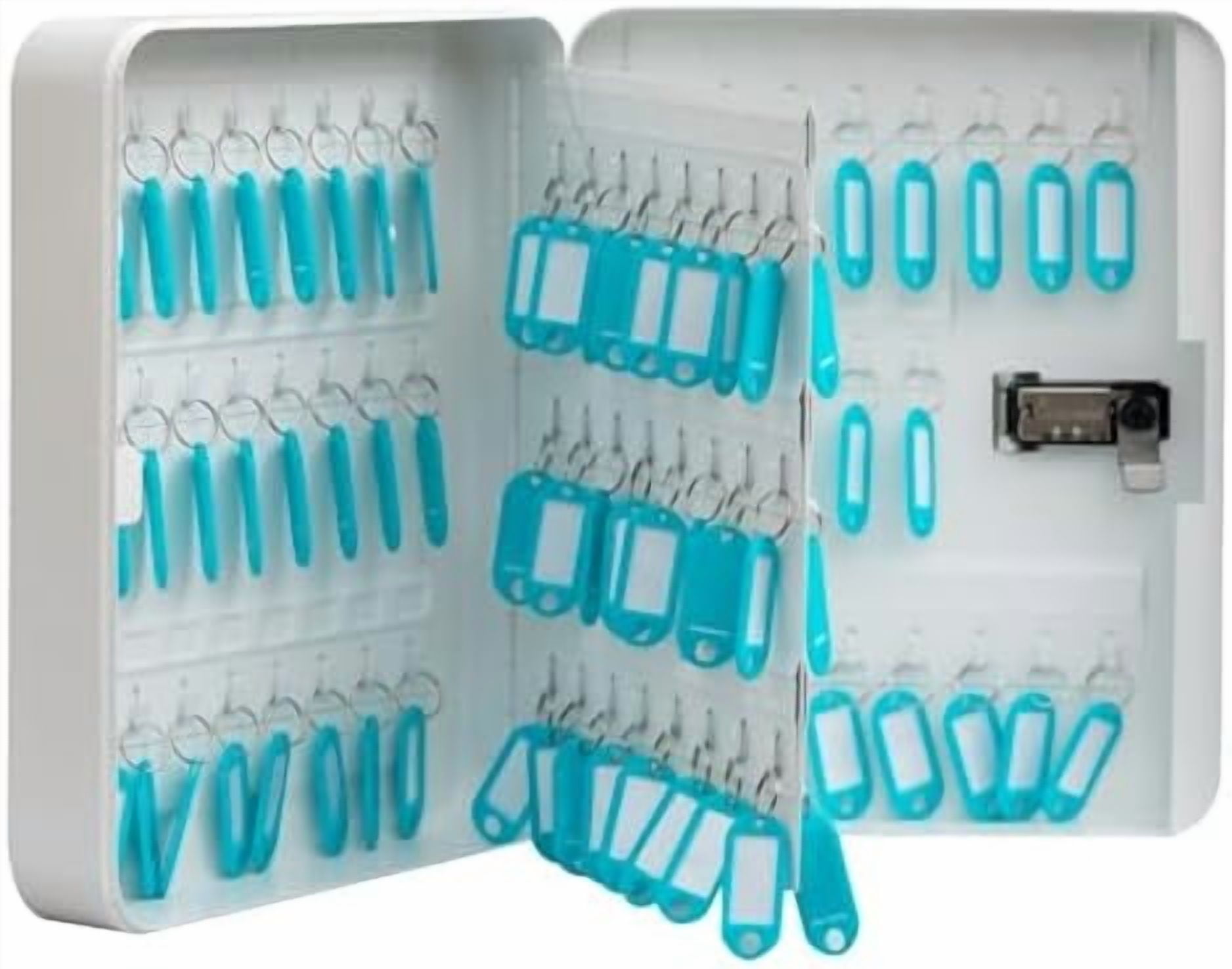 Key Cabinet Lock Box for 93 Keys, Wall Mounted White Security Storage ...