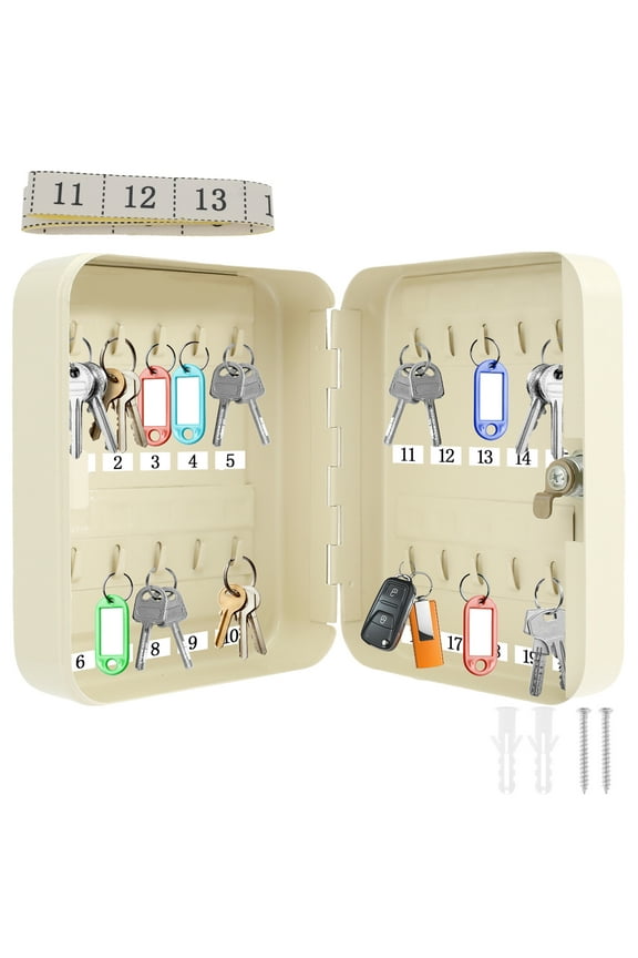 Key Cabinet, Locking Key Organizer Wall Mount, Key Storage Lock Box with Code, Metal Key Lock Box with 2 Keys for Car Dealer, Property Manager, Hotel