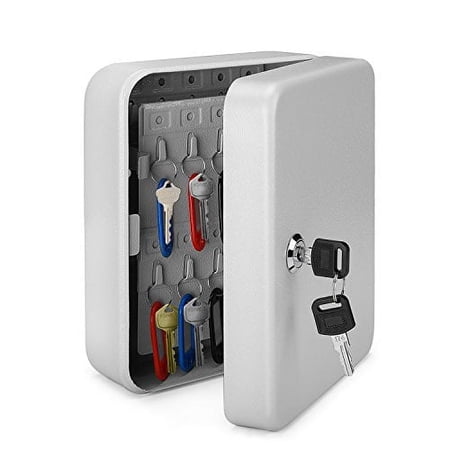 Key Cabinet Key Lock Box Wall Mount with 40 Key Holder Organizer Locker Case, Colored Key Tags & Hooks Wall Mounted Lock Box For Keys Storage, Homes, Property, Hotels, Business (Gray)
