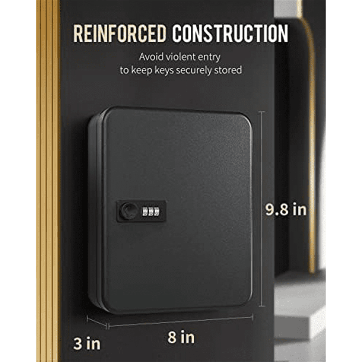 Key Cabinet with Combination Lock Wall-Mounted Key Storage Box with Resettable Combination Black Digital Security Box