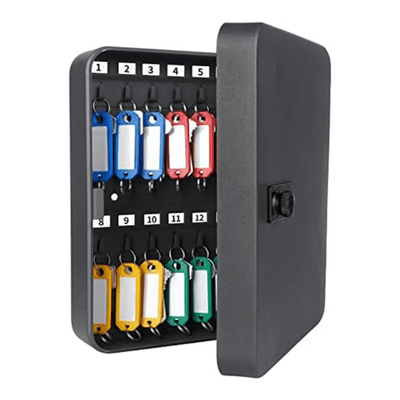 Key Cabinet with Combination Lock Wall-Mounted Storage Box Resettable Black Digital Security