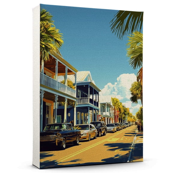 Key Canvass Vintage, West Florida Travel Prints Wall Art, Key Travel Canvas, West Florida Travel Colorful Canvas - 100AZ688