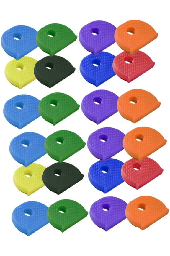 Key Caps 56pcs Key Chain Colored Key Covers Silcock Keys Mini Labels Key Identifier Caps Key Toppers Key Identifiers Top Hat Door PVC Mini Key Ring