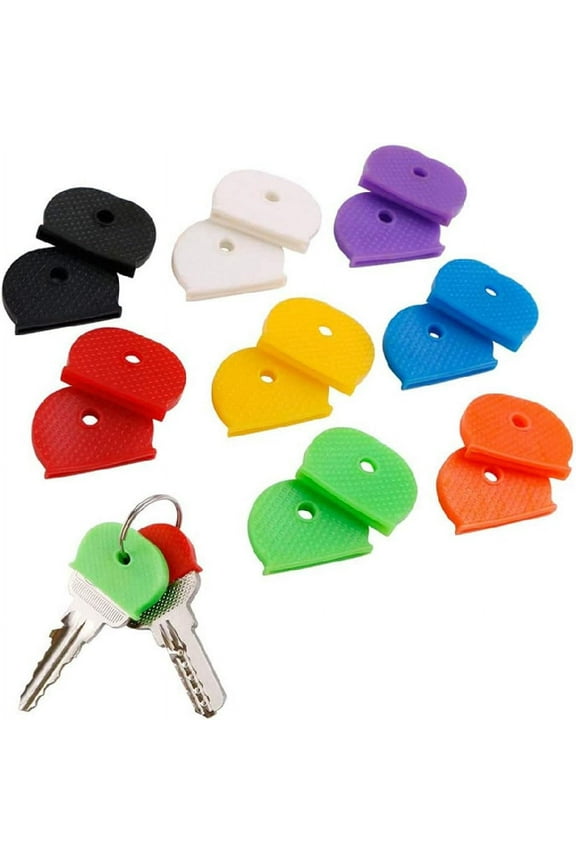 Key Caps Covers Tags Set Keycaps Key Colour Caps Flexible Key Covers Easy to Identify Door Keys 8 Colors for Standard Flat House Keys (32 PCS (8 Colors))
