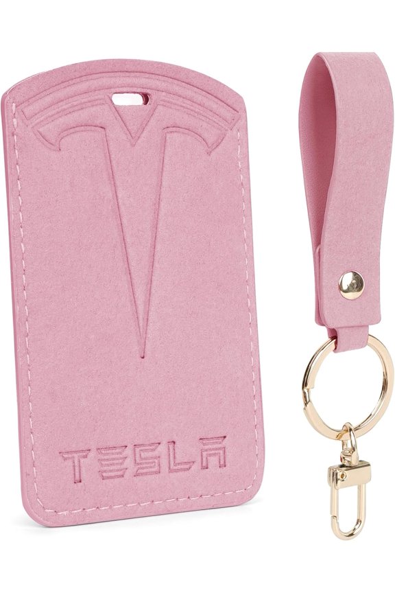 Key Card Holder Case Compatible with Tesla Model Y 3 S X Cybertruck Suede Key Protector Cover Accessories Key Chain