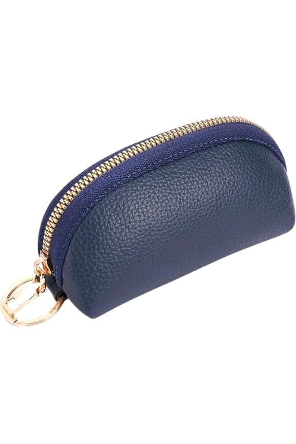 Key Case Holder, Keychain Mini Pouch Coin Purse, PU, Keyring, Coin Organizer, Change Wallet for Men Women, Key Fob Protector (Blue)