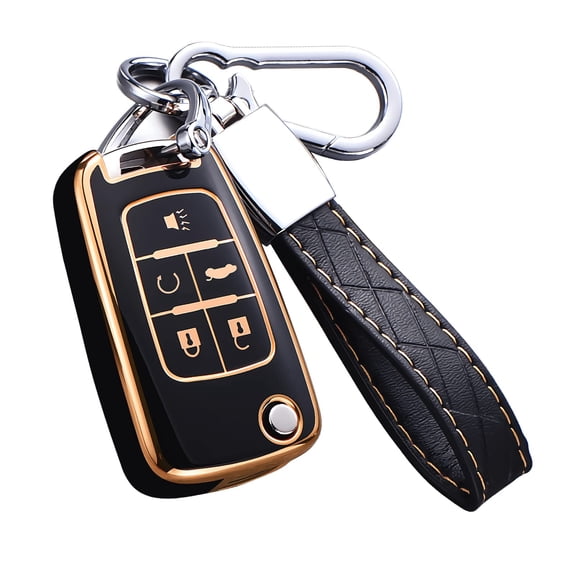 Key Case Holder Protector Keychain for 5 Button Smart Remote Fob Compatible with Chevy Equinox Camaro Cruze Malibu Sonic Buick Terrain Flexible TPU Shell with Shock Absorbing Design
