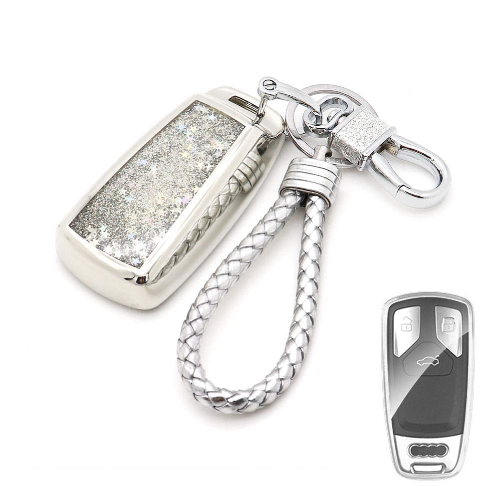 Key Shell Key Fob Cover Case Keychain Compatible with Audi A3 A4 A6 TT Q5 Q7 S5 SQ5 R8 Key Case Holder Protecto Keychain