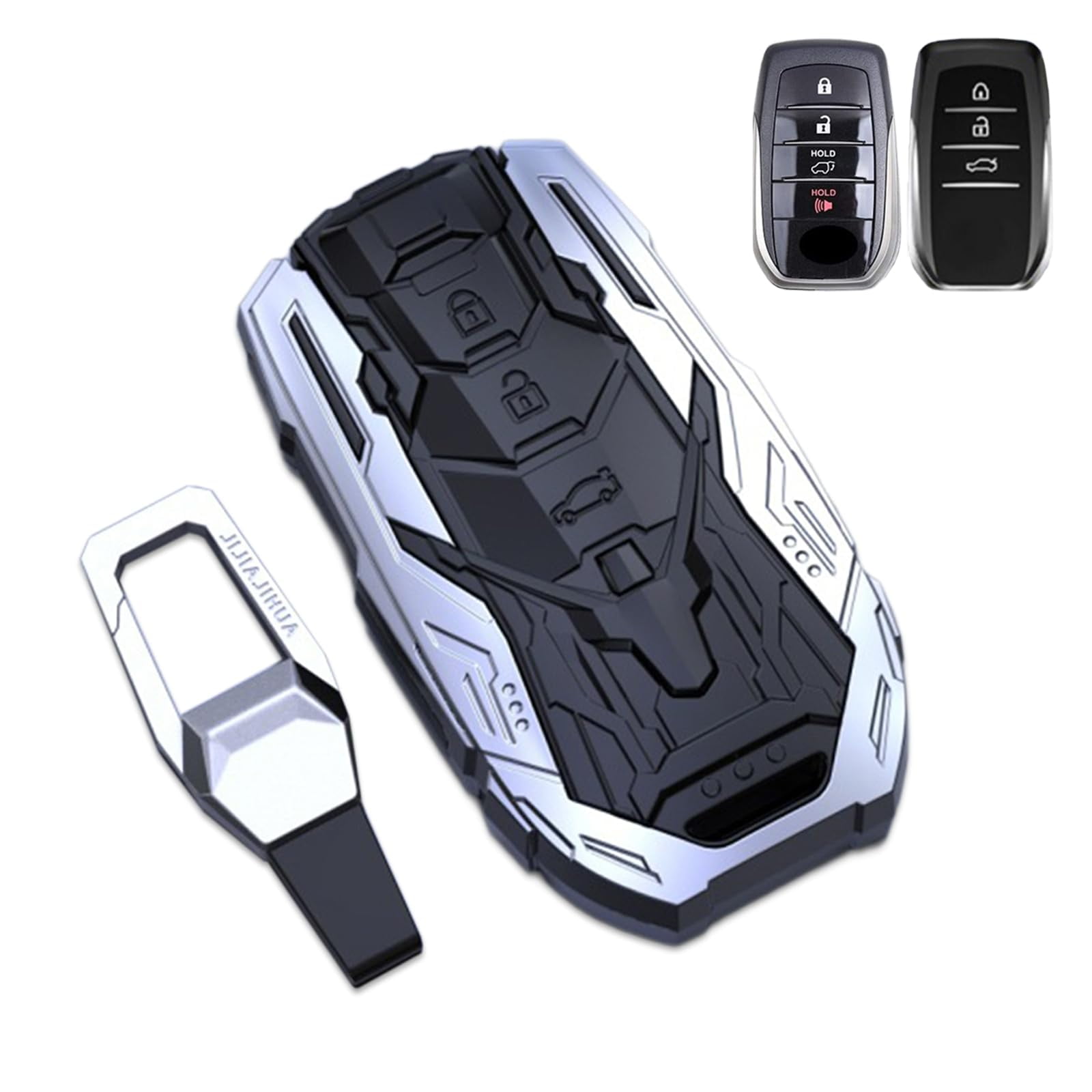Key Case Holder Protector Keychain with Zinc Alloy Metal Shell for Toyota 2019-2024 Venza RAV4 Prime Land Cruiser Fortuner Grand Highlander Corolla Cross Hilux Key Fob Cover