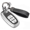 thumbnail image 1 of Key Case Holder Protector Keychain for Audi A3 A4 A5 A6 A7 A8 Q5 Q7 Q8 R8 RS4 RS5 RS6 RS7 S4 S5 S6 S7 S8 SQ5 Luxury Metal Leather Soft Shell, 1 of 8