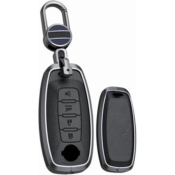 Key Case Holder Protector Keychain for Nissan X Trail 2023 4 Button Metal Leather Key Fob Cover