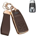 thumbnail image 1 of Key Case Holder Protector with Keychain for Audi A4 Q7 Q5 TT A5 SQ5 R8 S5 Upper Leather Soft TPU Key Fob Cover, 1 of 9