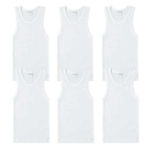 Key Chain Boys' 100% Cotton Tank Tops - 6-Pack of Comfortable Athletic Undershirts