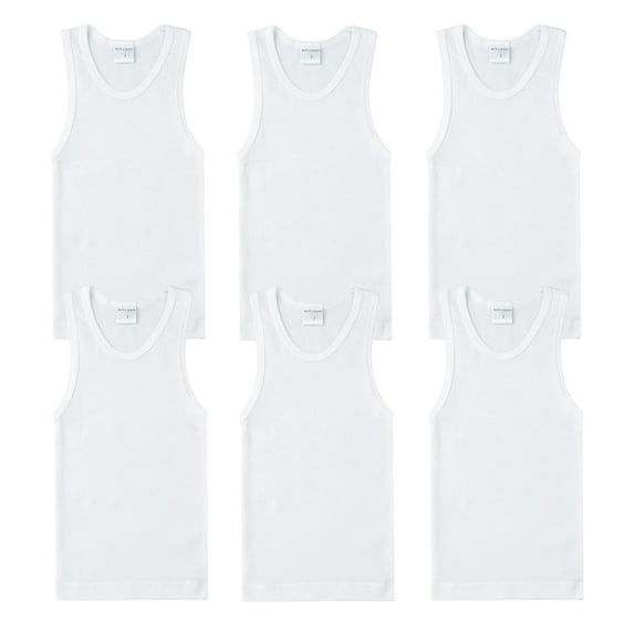 Key Chain Boys' 100% Cotton Tank Tops - 6-Pack of Comfortable Athletic Undershirts