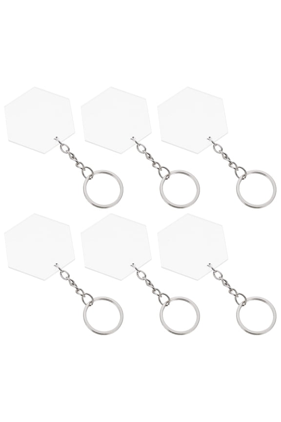 Acrylic Hexagon Keychain Blanks Charms for Craft Projects, 48 Pack, 2 Inch Hexagon Shape