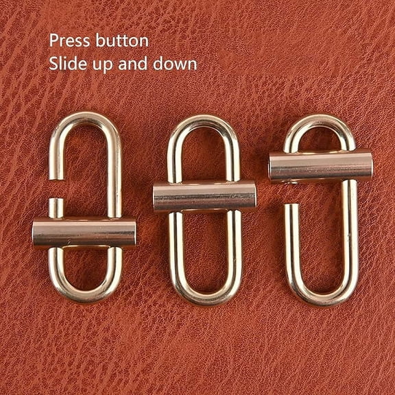 Key Chain Hooks, Gold Hooks, Brass Adjustable Durable Lock Key Ring for Chain Strap Bag to Shorten Your Bag Metal Chain Length, Small Oval Slide Locking Snap Lock Clip Buckle, Gold