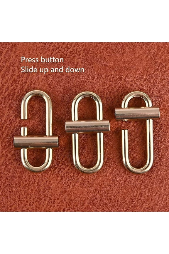 Key Chain Hooks, Gold Hooks, Brass Adjustable Durable Lock Key Ring for Chain Strap Bag to Shorten Your Bag Metal Chain Length, Small Oval Slide Locking Snap Lock Clip Buckle, Gold