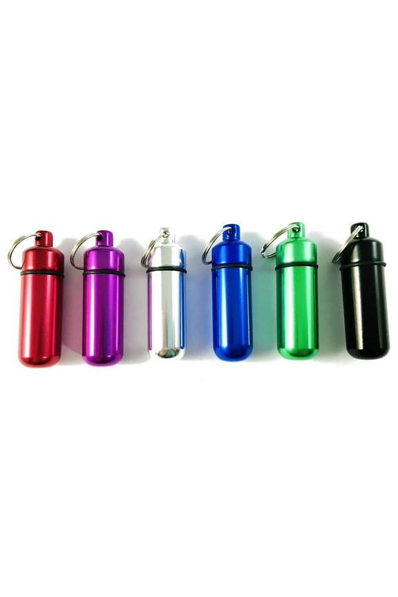 Key Chain ID Holder Capsule with Plastic Storage Vial (Assorted Colors)