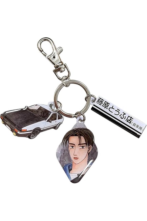 Key Chain - Initial D (Comic) - Takumi Fujiwara With Logo Three Charm