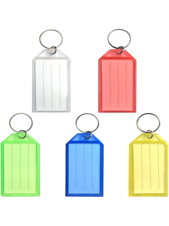 Key Chain Key Tags with Label Window,Key Rings,Key Labels,10 Pack,5 Assorted Colors for Home,Office,Travel,Pets,Storage,One Size,Multicolor