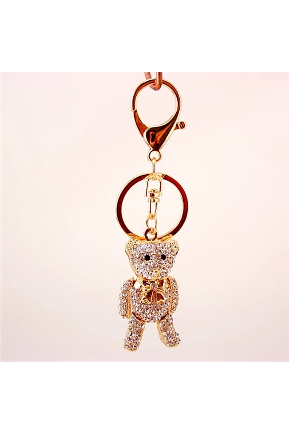 Key Chain Keyring Delicate Luxury Rhinestone Bear Dangle Decoration Car Pendant Snap Hook Keychain Key