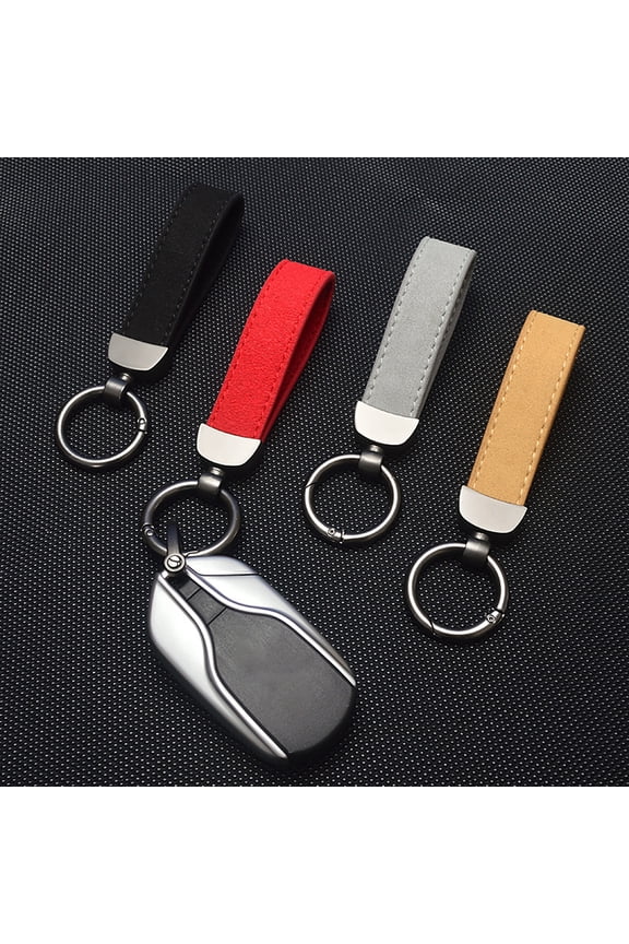 Key Chain Luxury Texture Decor Pendant with D-Ring Faux Leather Car Keychain Key Accessory