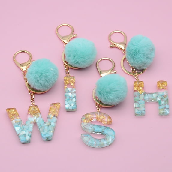 Key Chain Ornamental Multi-color Rhinestone Decor Initial Letter Keychain Ball Decor for Home