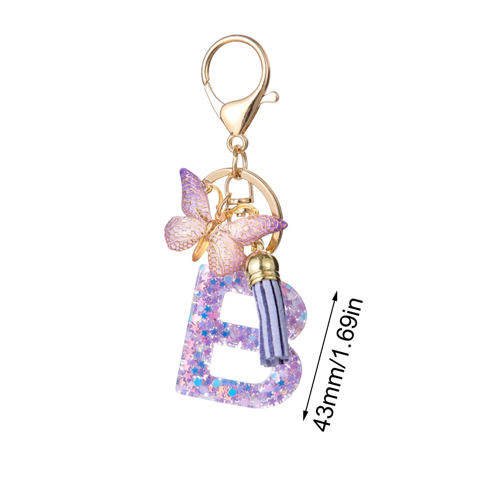 Key Chain Pendant, Letter Keychain, Butterfly Tassel Keychain with ...