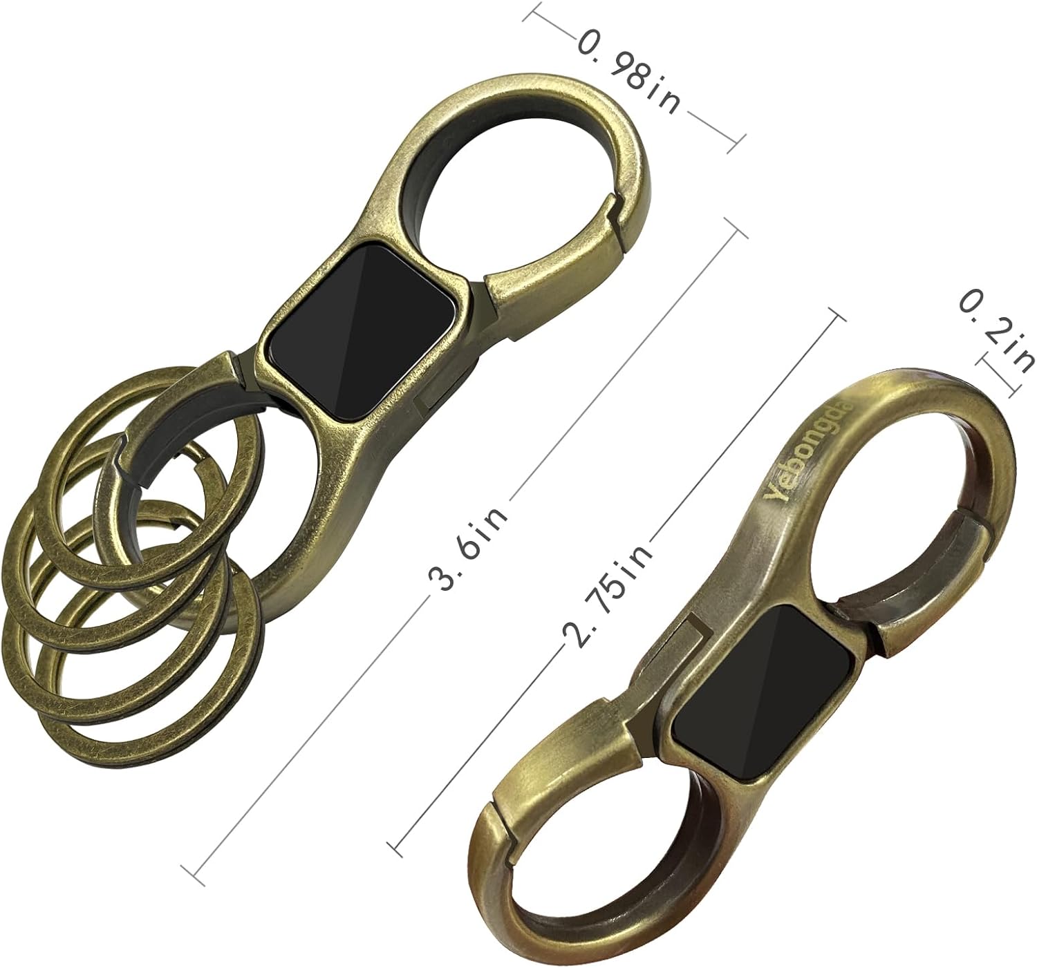 Key Chain Quick Release Spring 2 Pack With 4 Key Rings Heavy Duty