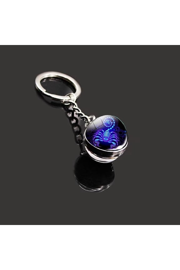 Key Chain for Women Men Twelve Constellations Fashion Keychains Gemstone Crystal Pendant Key Chains Key Ring Accessories (Scorpio)