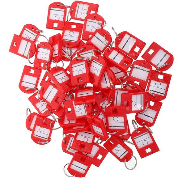 Key Chains for Car Keys Id Tags 35 Pcs Multipurpose Label Ring Labels Identification Red
