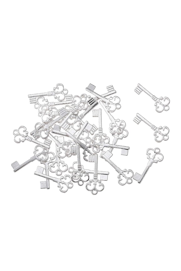 Key Charms Vintage Style Key Set Charms Antique Style Small Metal Keys Bulk Key Pendants for Jewelry Making Crafting Supplies Antique silver 100pc