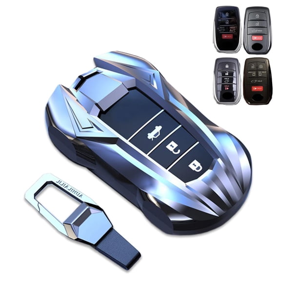 Key Cover Case, Metal Smart Key Fob Case Protector Shell Compatible for Toyota 2019-2022 Land Cruiser, Venza, RAV4 Prime, Hilux, Fortuner, Tundra, Corolla