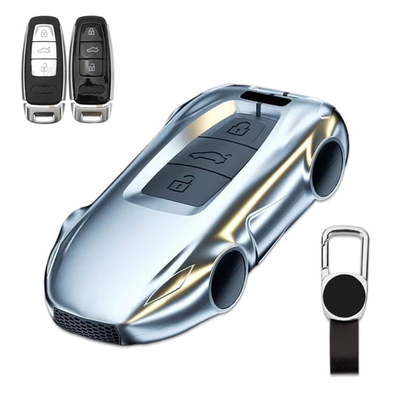 Key Cover Case, Zinc Alloy Metal Key Fob Case Protector Shell Accessories Compatible with Audi A3 A6 A7 A8 A8L E-Tron Q7 Q8 RS6 RS7 S3 S6 S7 SQ7 SQ8 2020-2022
