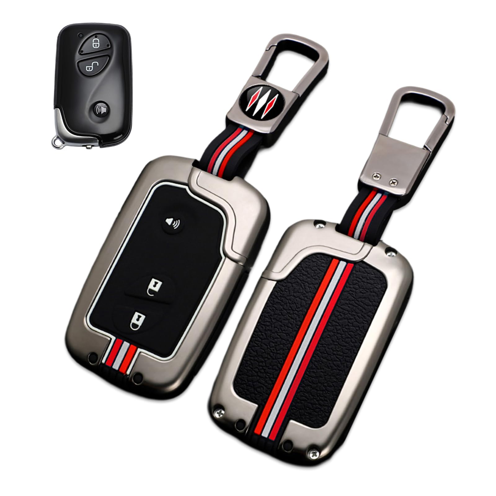Key Cover Case, Zinc Alloy Metal Key Fob Case Protector Shell Compatible with Lexus GX460 RX350 ES350 IS250 GX460 LX570 IS350 GS430 GS300 GS450h Accessories 3 Buttons