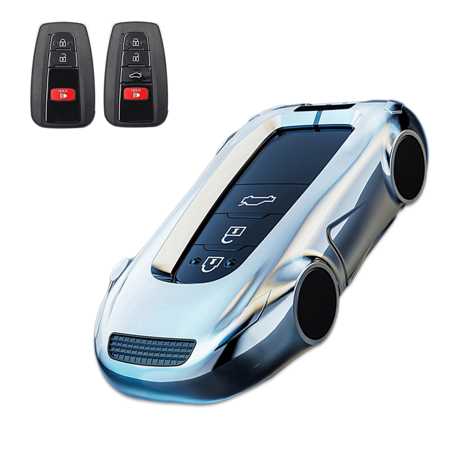 Key Cover Case, Zinc Alloy Metal Smart Key Fob Case Protector Shell Compatible with Toyota Highlander Corolla Hatchback RAV4 XLE Prius Camry Hybrid XSE Avalon