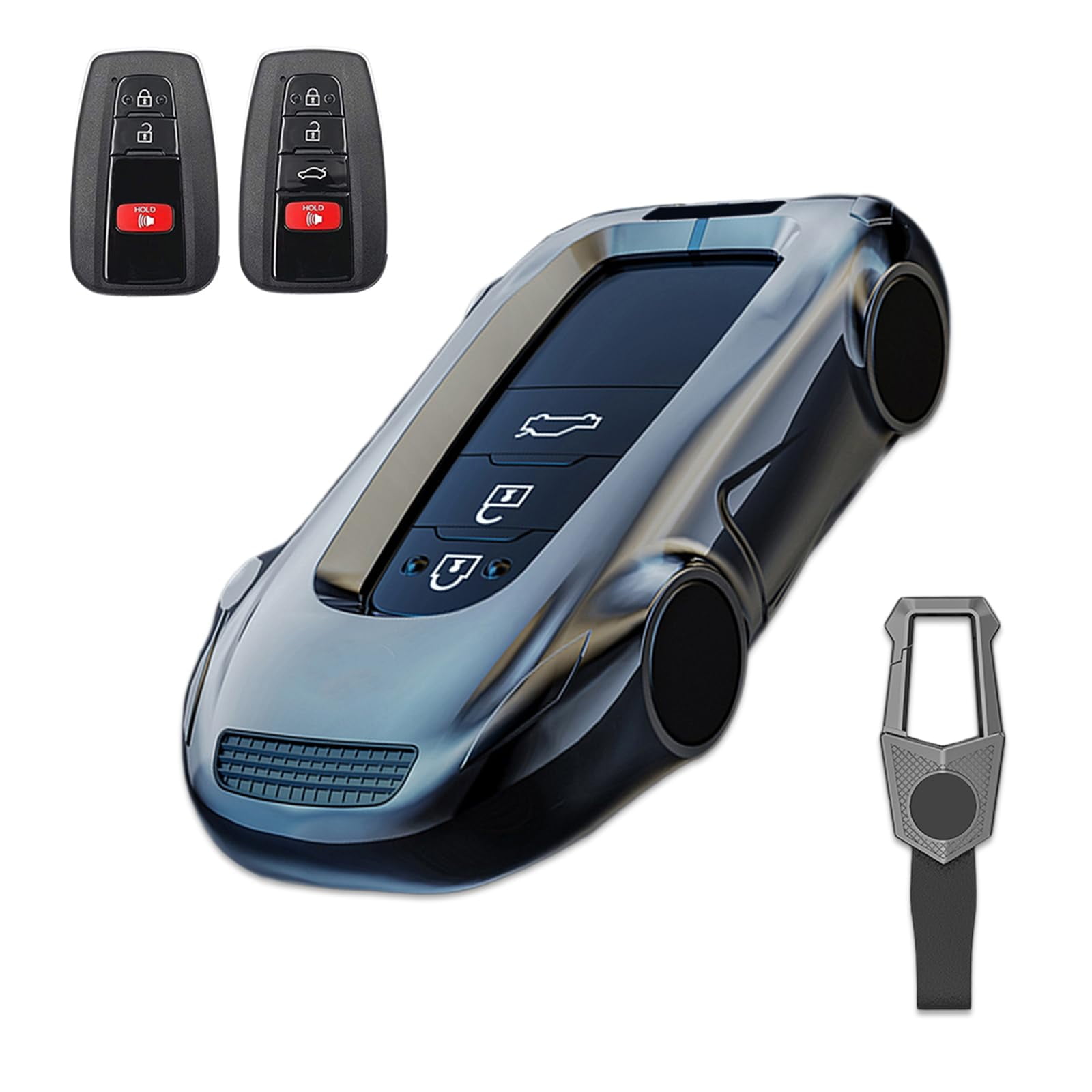 Key Cover Case, Zinc Alloy Metal Smart Key Fob Case Protector Shell Compatible with Toyota Highlander Corolla Hatchback RAV4 XLE Prius Camry Hybrid XSE Avalon