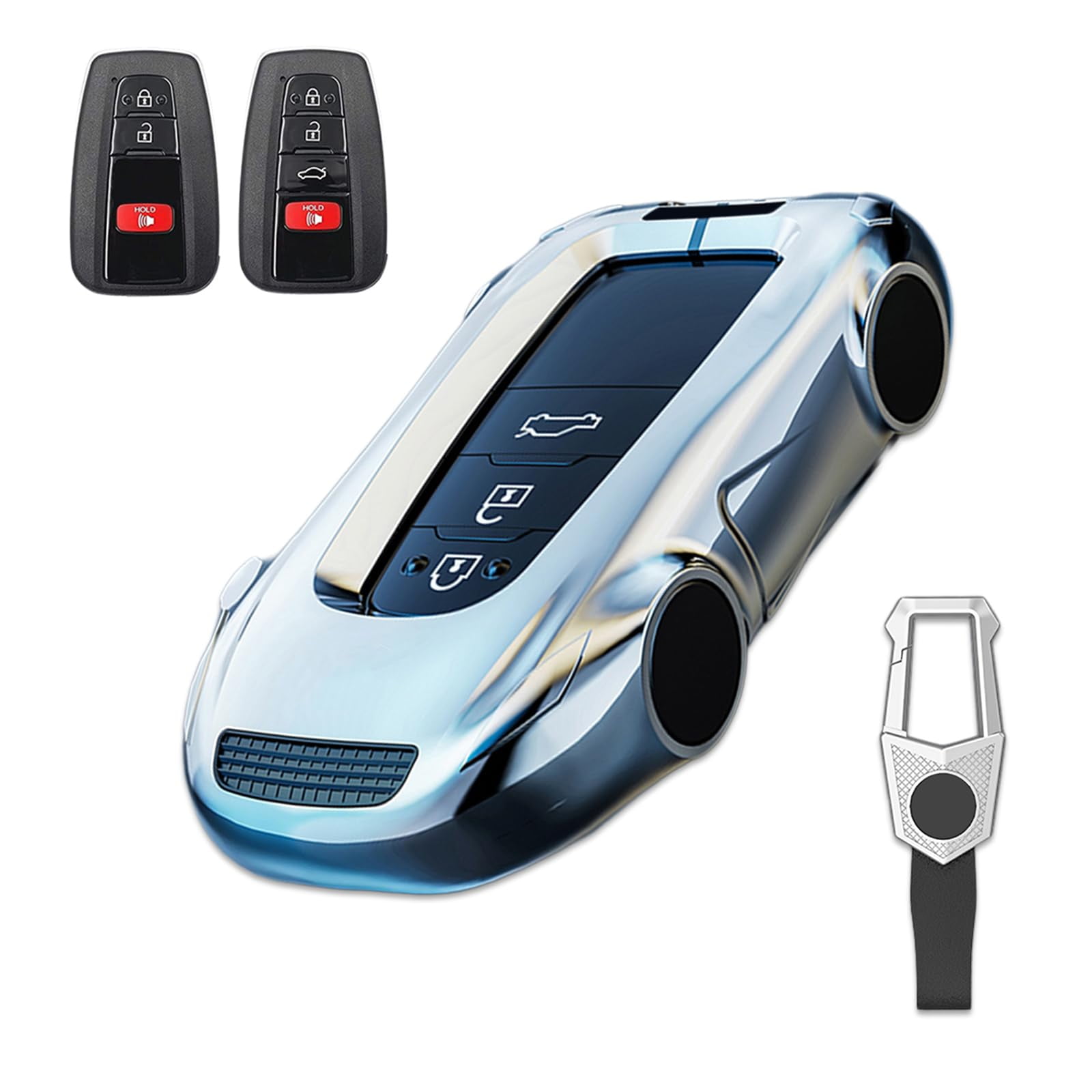 Key Cover Case, Zinc Alloy Metal Smart Key Fob Case Protector Shell Compatible with Toyota Highlander Corolla Hatchback RAV4 XLE Prius Camry Hybrid XSE Avalon