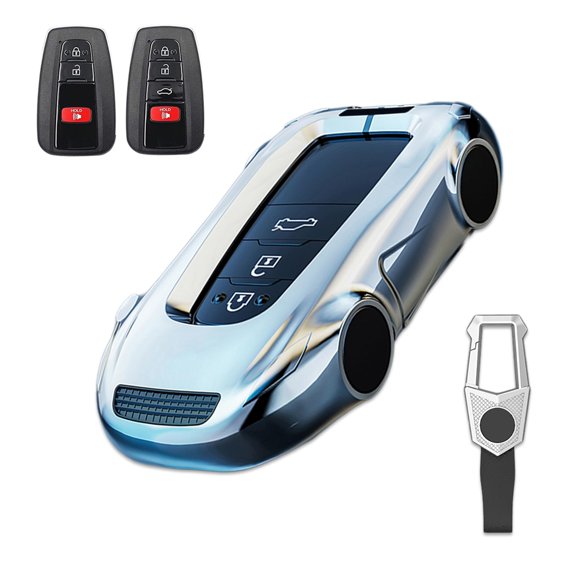 Key Cover Case, Zinc Alloy Metal Smart Key Fob Case Protector Shell Compatible with Toyota Highlander Corolla Hatchback RAV4 XLE Prius Camry Hybrid XSE Avalon