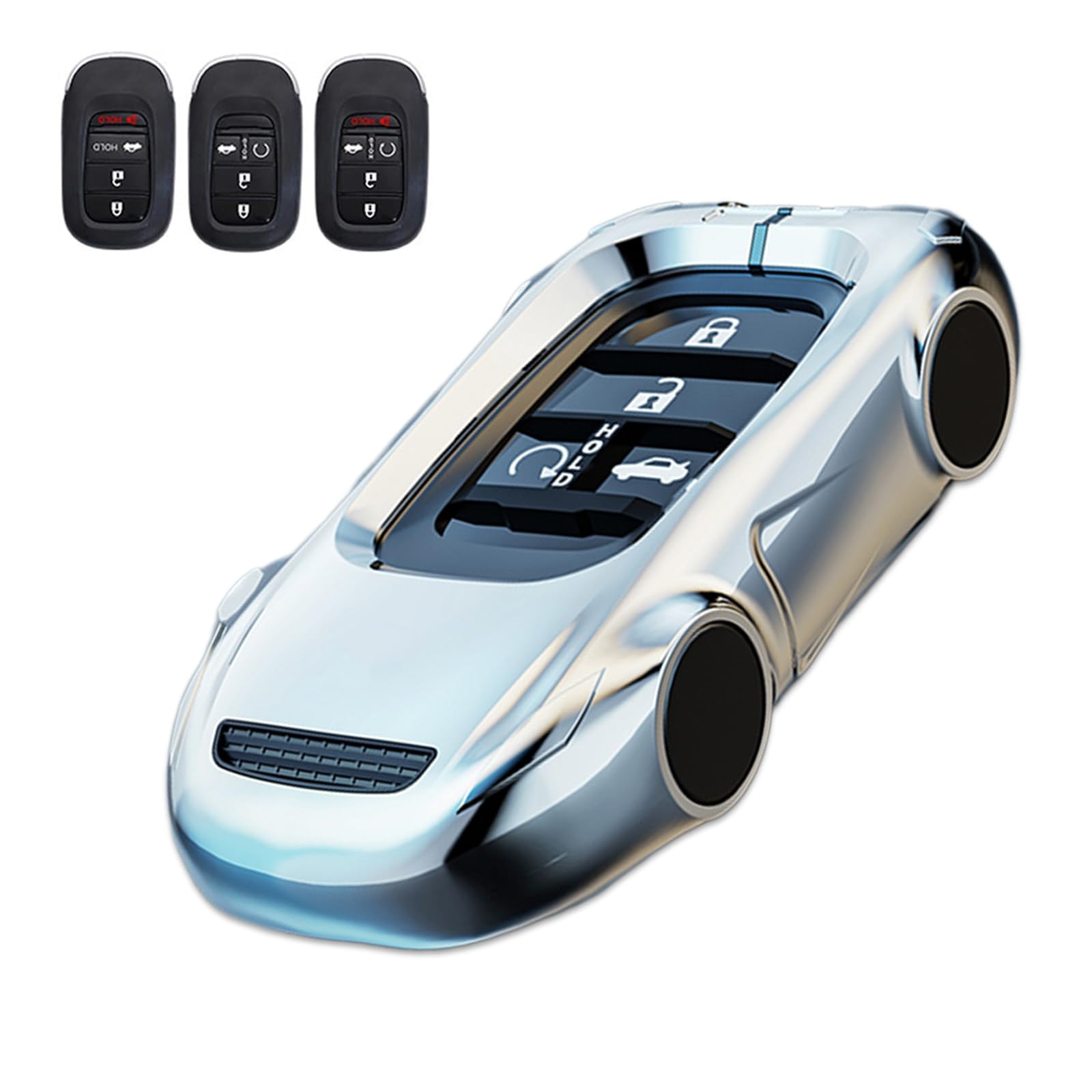Key Cover Case, Zinc Alloy Metal Smart Key Fob Case Protector Shell Compatible with 2022 2023 2024 Honda Accord Civic HR-V CR-V Pilot