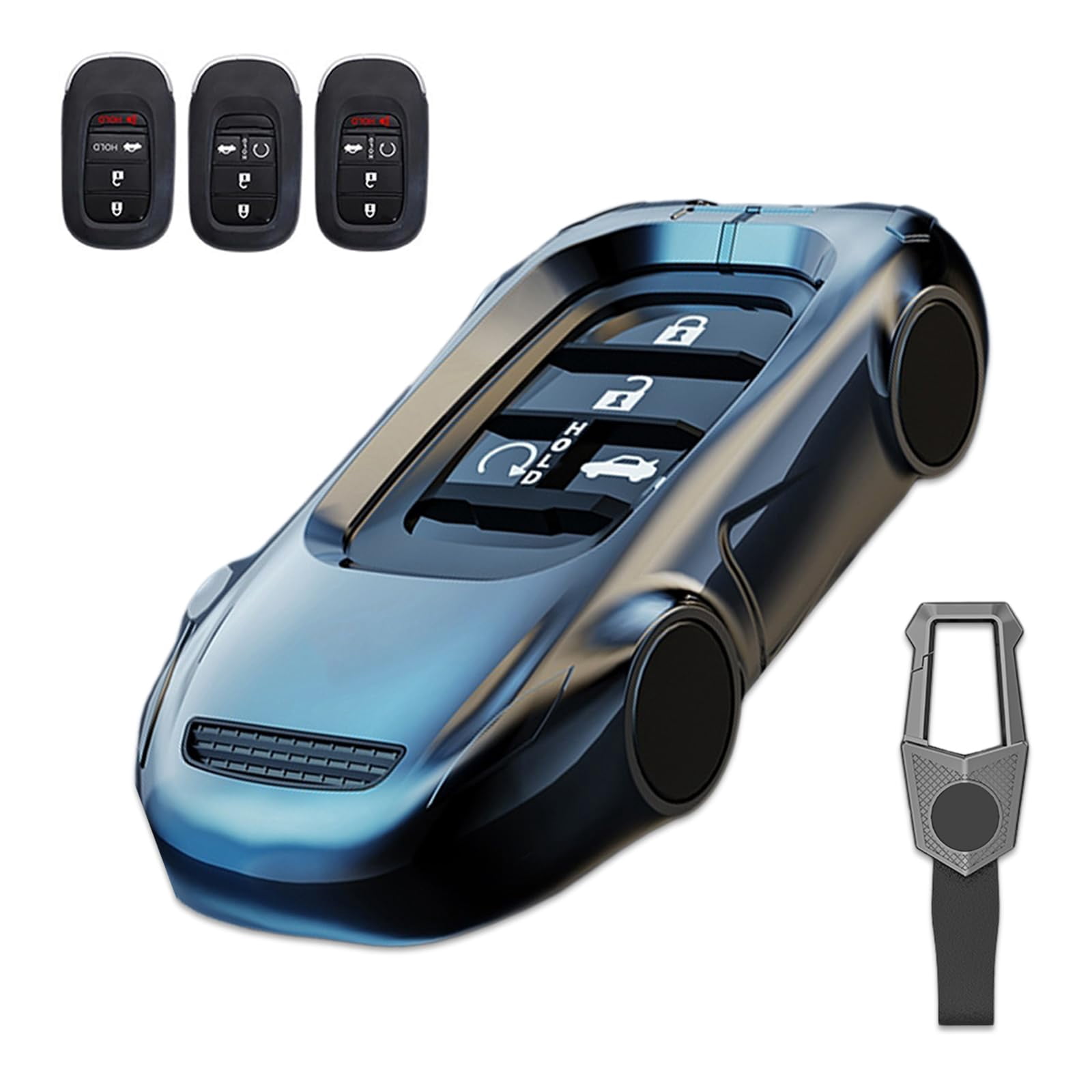 Key Cover Case, Zinc Alloy Metal Smart Key Fob Case Protector Shell Compatible with 2022 2023 2024 Honda Accord Civic HR-V CR-V Pilot