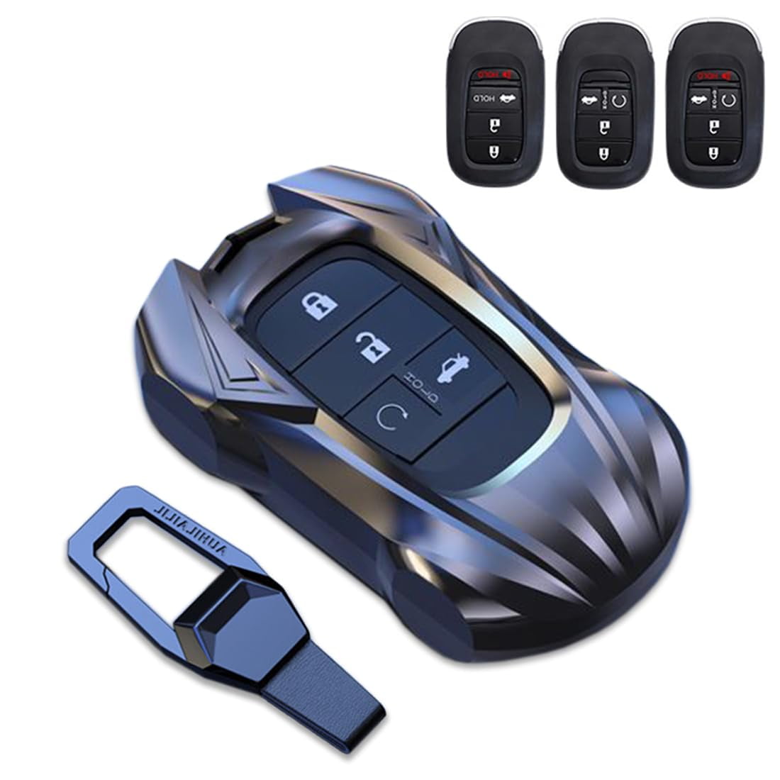 Key Cover Case, Zinc Alloy Smart Key Fob Case Holder Shell Compatible for Honda Accord Civic HR-V CR-V Pilot Sport SI EX EX-L Touring 2022-2024
