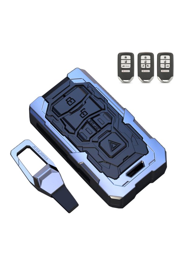 Key Cover Case, Zinc Alloy Smart Key Fob Case Protector Shell Compatible with Honda Civic Accord Pilot CRV HRV CRZ Odyssey Ridgeline JED Crosstour Crider Spirior