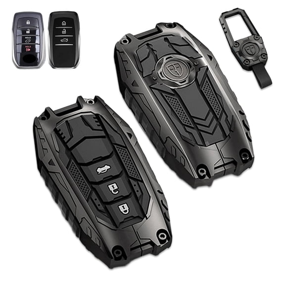 Key Cover Case, Zinc Alloy Smart Key Fob Case Protector Shell Compatible with Toyota Venza RAV4 Prime Sienna Tundra Corolla Cross Land Cruiser Fortuner Mirai 2021-2024